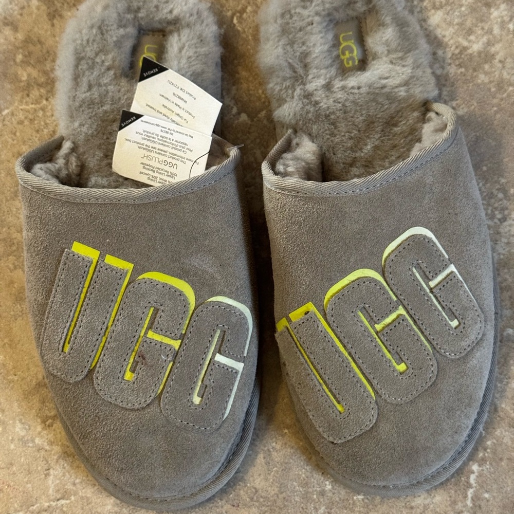 UGG Gray Slippers Soft Suede Mule Style